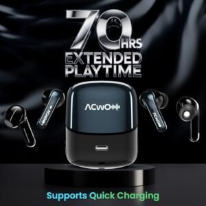 ACwO Dwots Fire ANC|India’s First 4 in Ear Buds in 1 Case with ANC|70Hrs Battery|ANC&Transparency Mode|Bass&Theatre Modes|4 Mics Ai-Enc for Clear Calls|3D Spatial Audio(Eclipse Black)