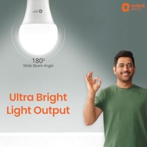 Orient Electric 12W High Glow LED bulb| 180-degree wide beam angle| Voltage surge protection up to 4 kV| 6500K, Cool White| B22d base| Made in India| Pack of 2