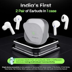 ACwO DwOTS Fire India’s First in-Ear + Half-in-Ear Buds in one case, 3+3 EQ Modes, Wireless Charging Enabled, AI-ENC with Quad Mic (Cosmic Silver)