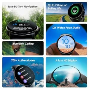 boAt Lunar Discovery w/ 1.39″ (3.5 cm) HD Display, Turn-by-Turn Navigation, DIY Watch Face Studio, Bluetooth Calling, Emergency SOS, QR Tray, Smart Watch for Men & Women(Active Black)